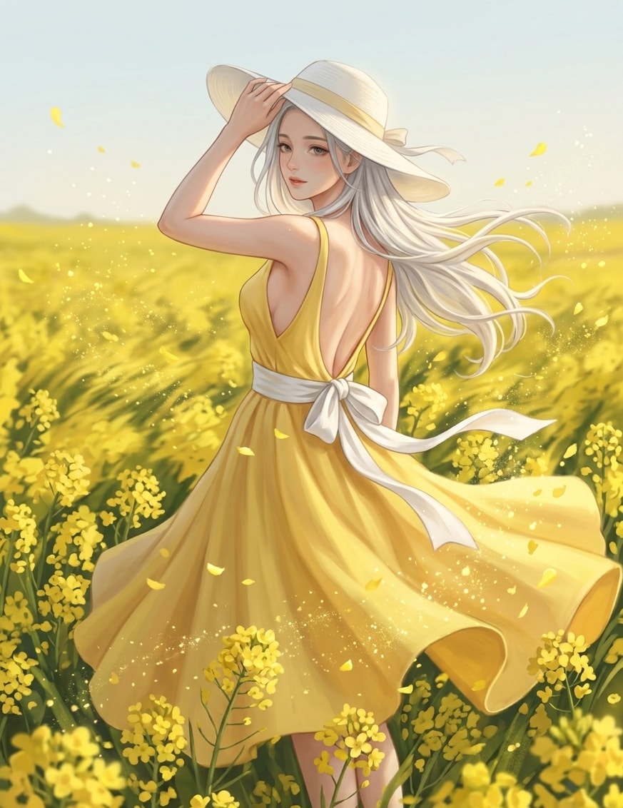 菜の花畑 | の人気AIイラスト・グラビア