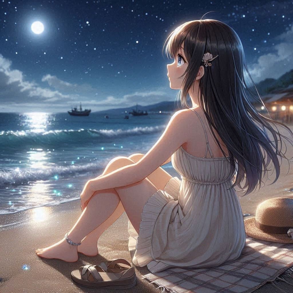 浜辺の星空(DALL-E)(2)