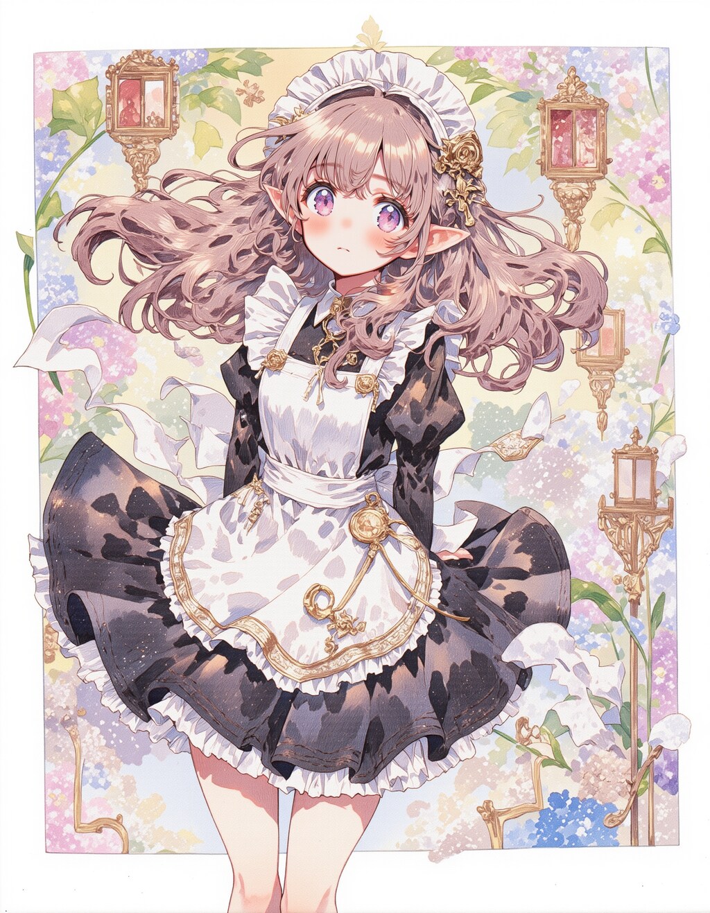 見つめるエルフのメイド