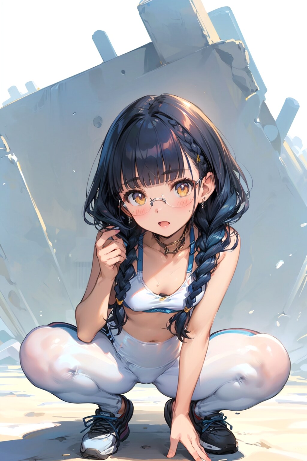 スポーツウェアの眼鏡っ娘