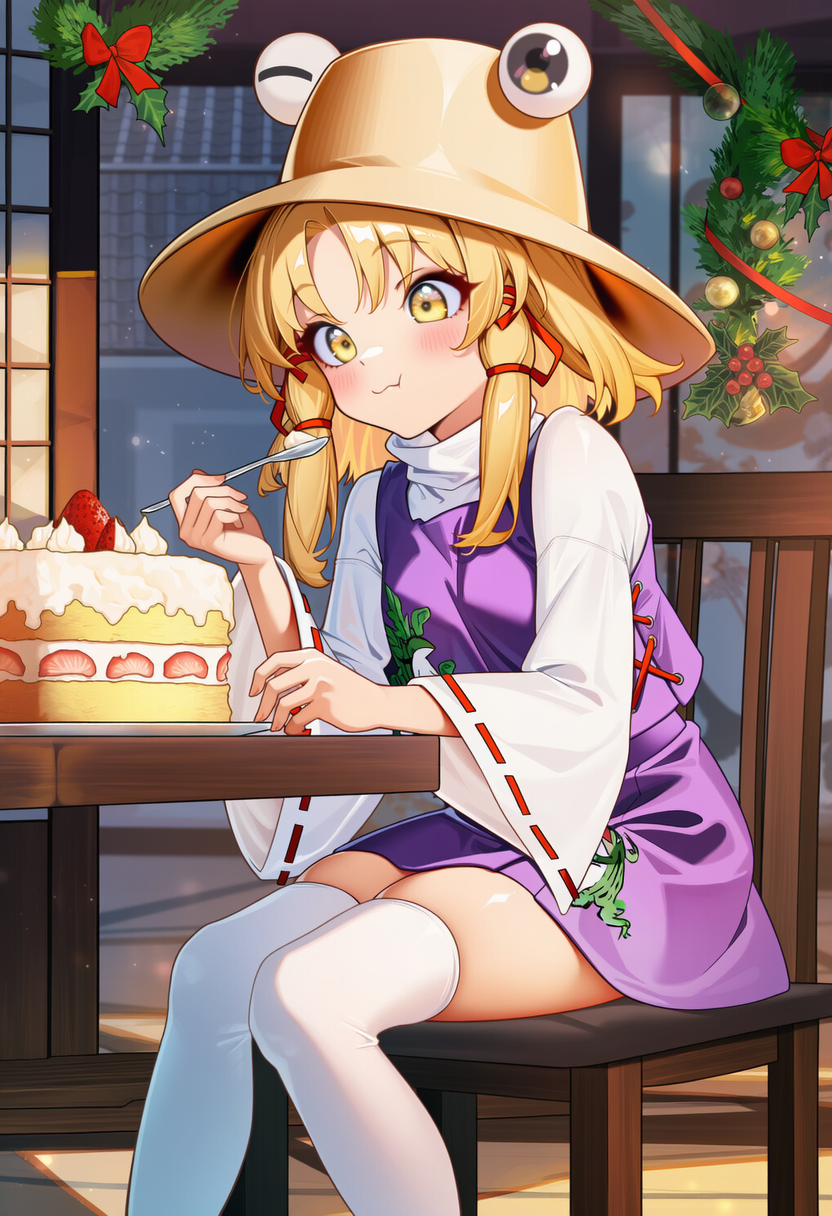 クリスマスケーキを食べる諏訪子 | の人気AIイラスト・グラビア