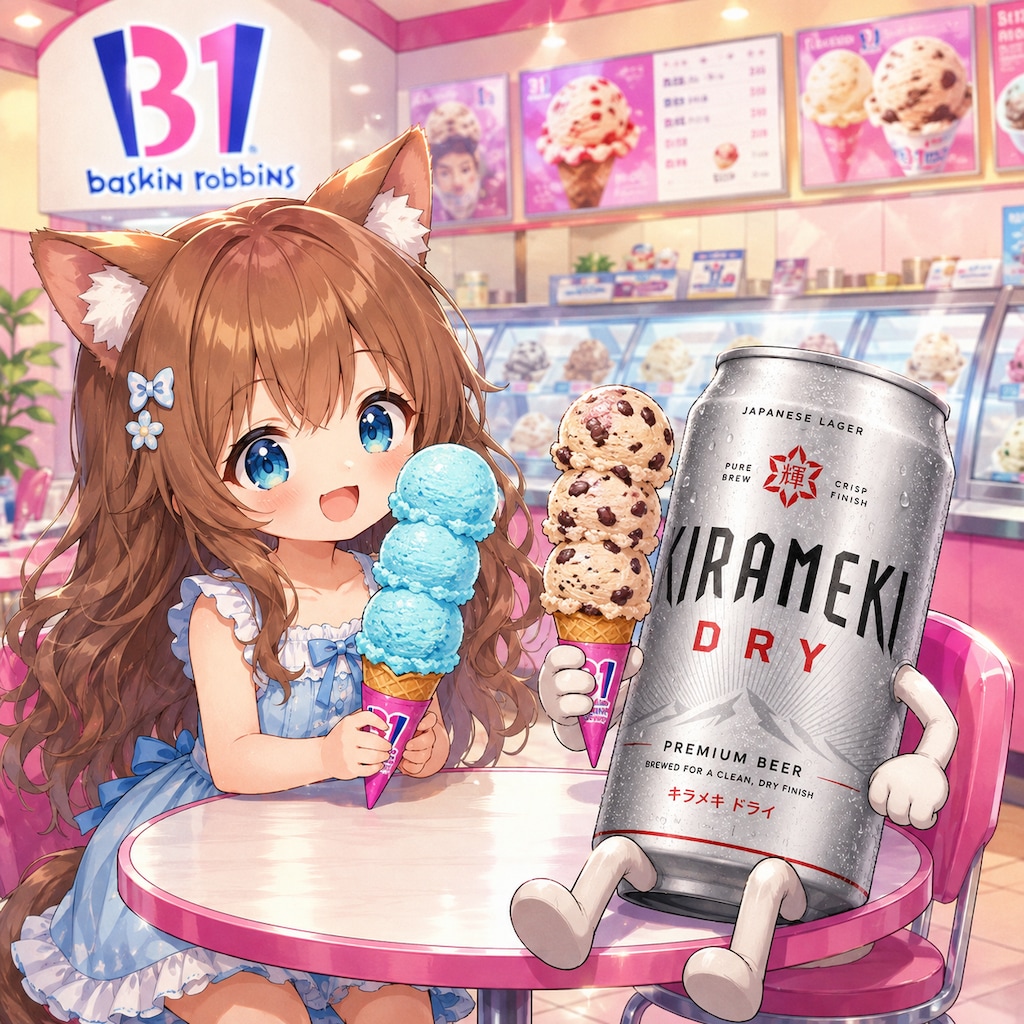 31の不人気アイスを食べる小さな女の子