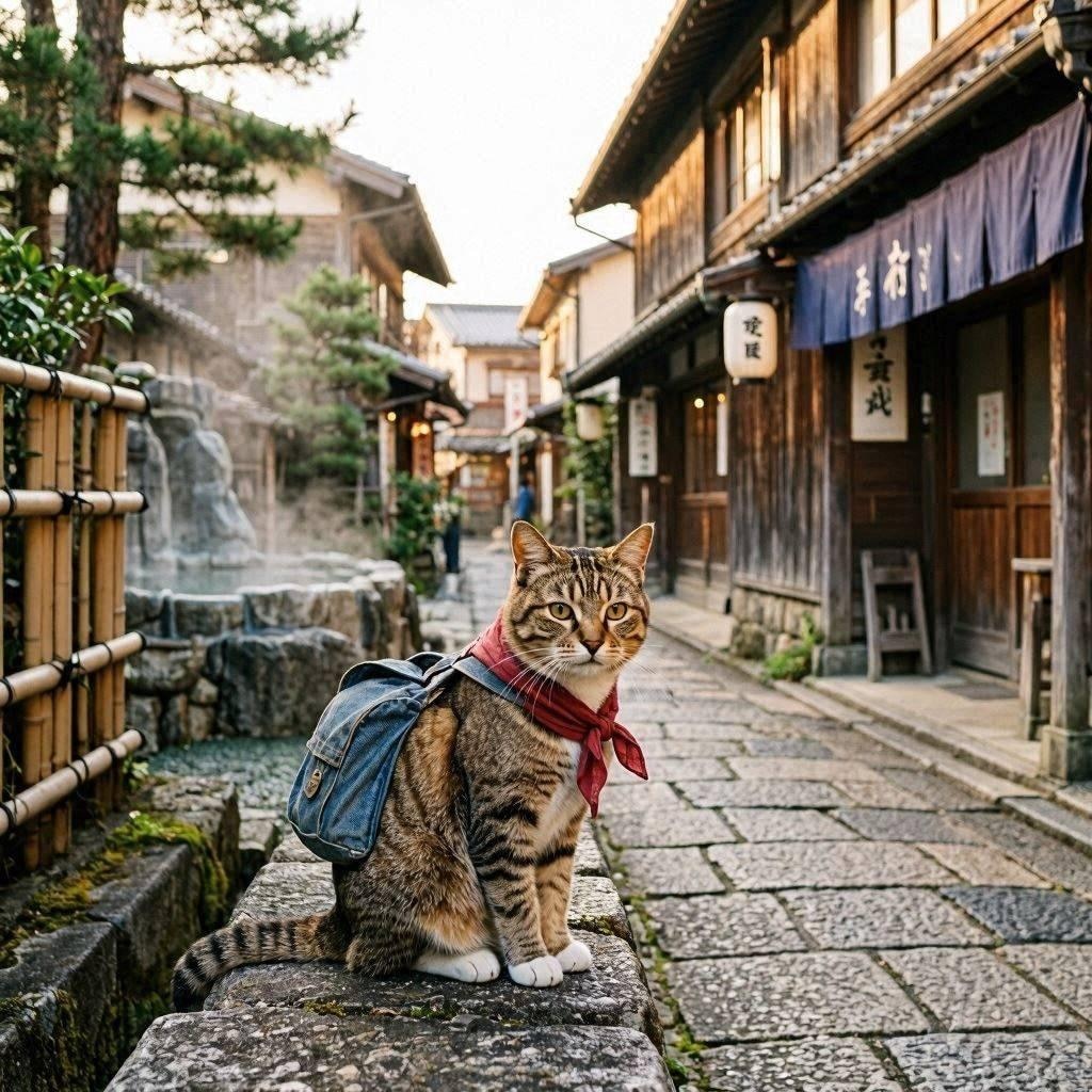 群馬の温泉街に来た猫