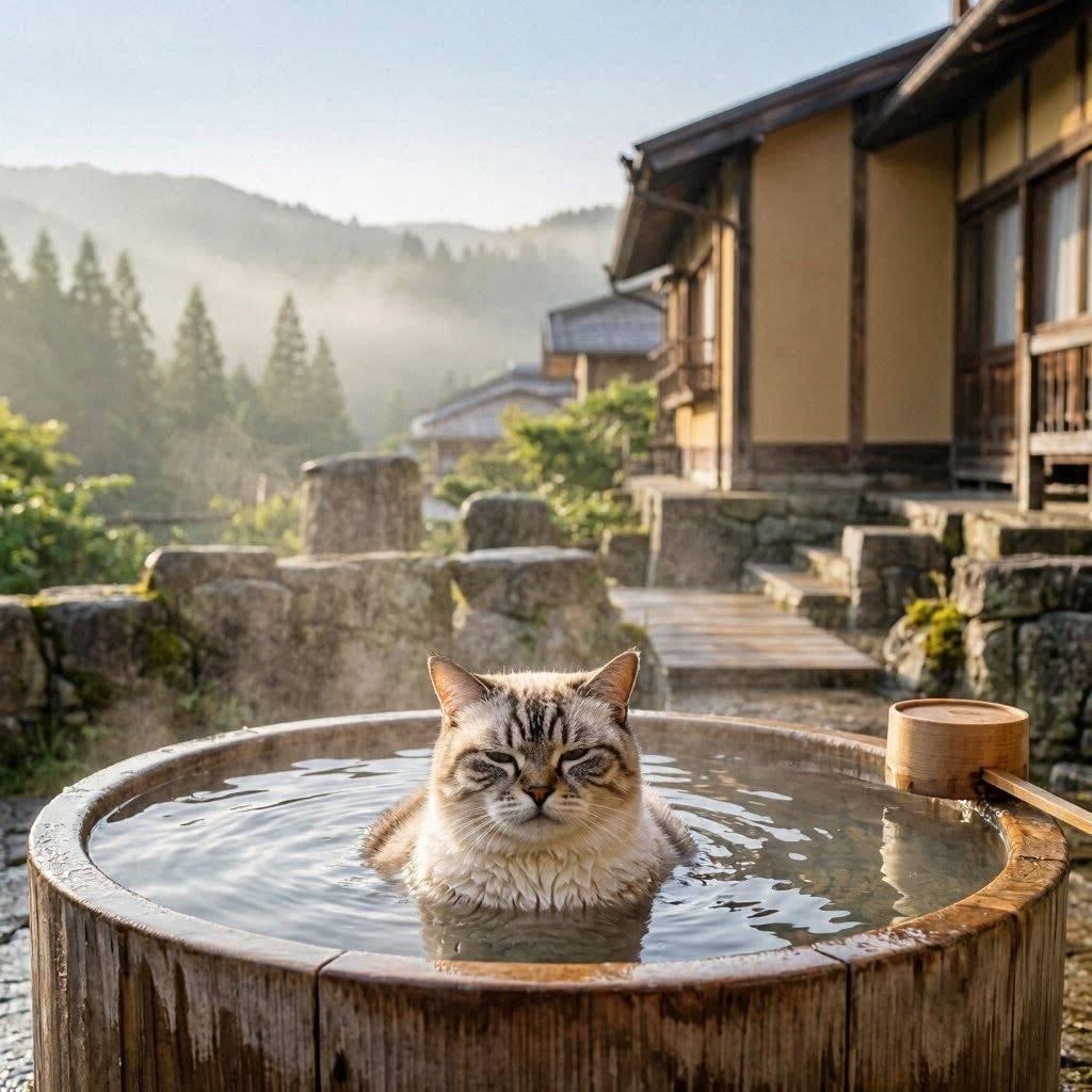 群馬の温泉街に来た猫