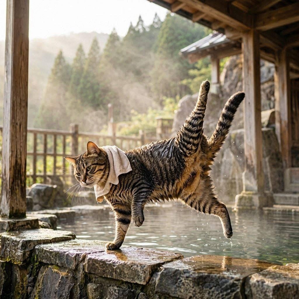 群馬の温泉街に来た猫