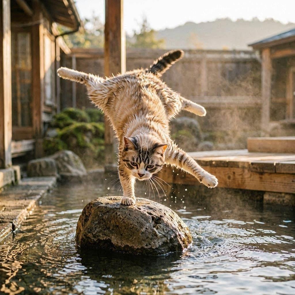 群馬の温泉街に来た猫