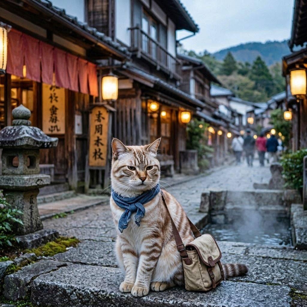群馬の温泉街に来た猫