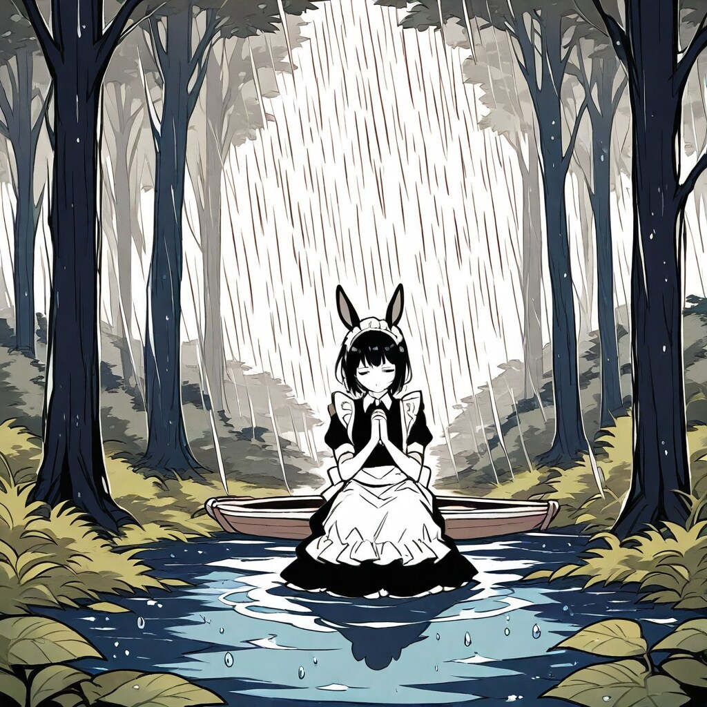 シンプル祈るうさぎ耳メイドさん250620