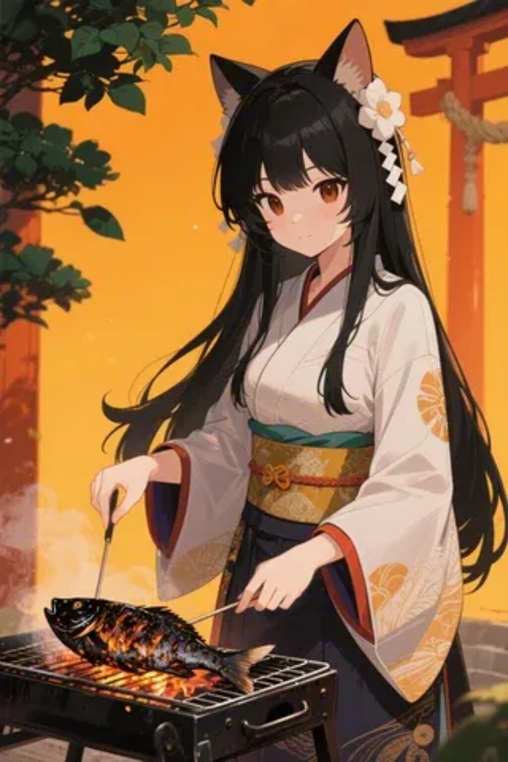 おさかにゃを焼くさくらちゃん