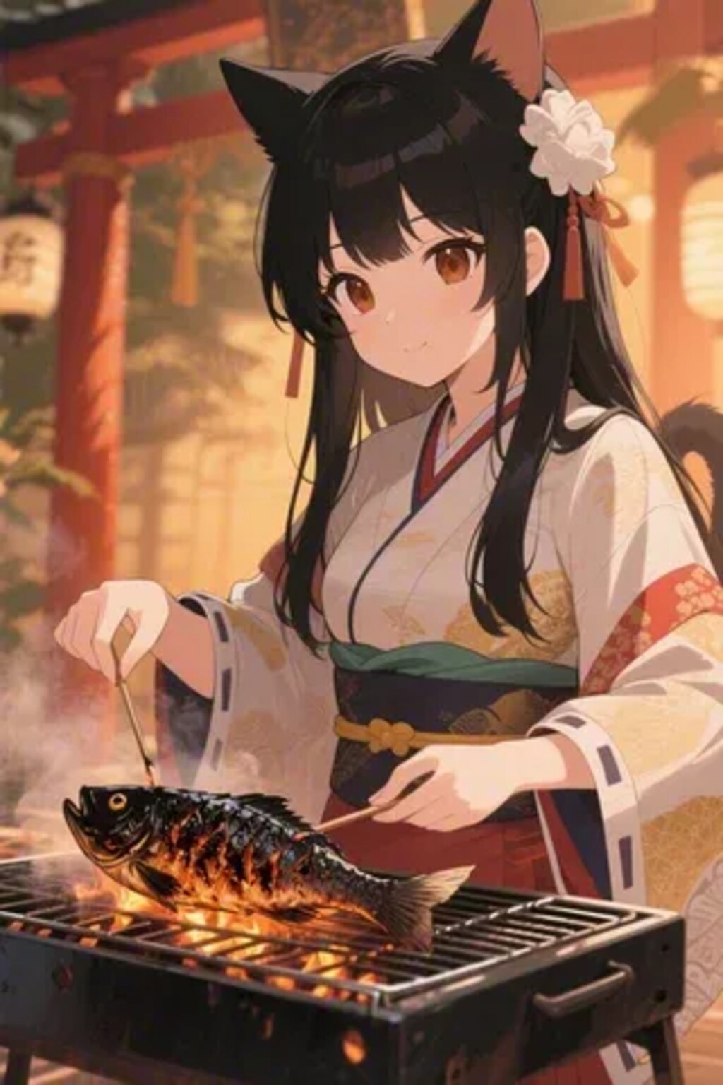 おさかにゃを焼くさくらちゃん