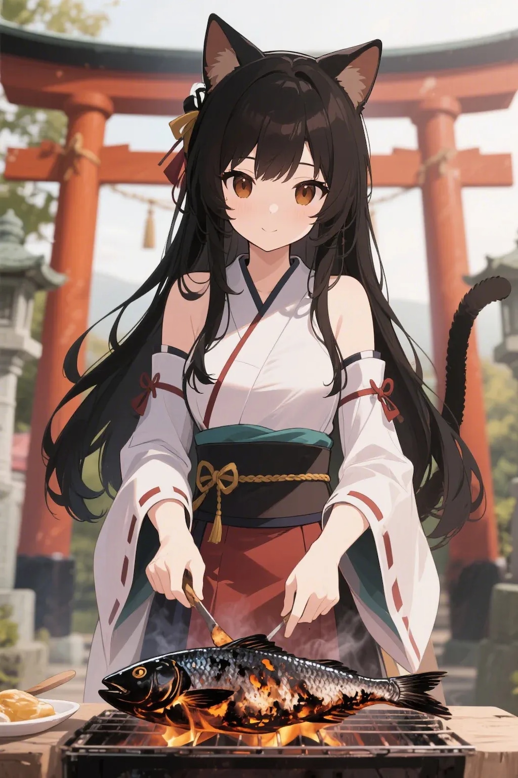 おさかにゃを焼くさくらちゃん