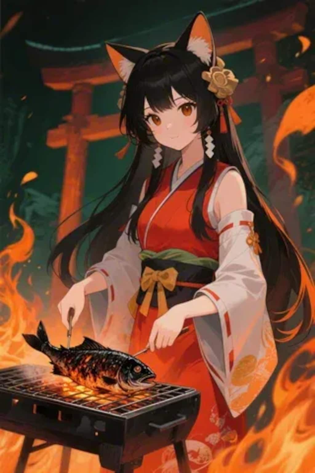 おさかにゃを焼くさくらちゃん