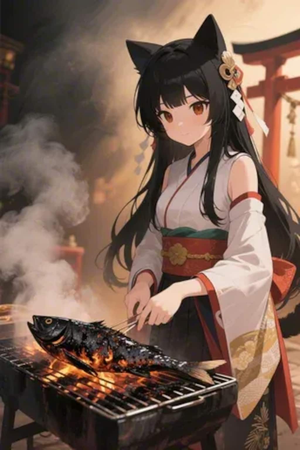 おさかにゃを焼くさくらちゃん