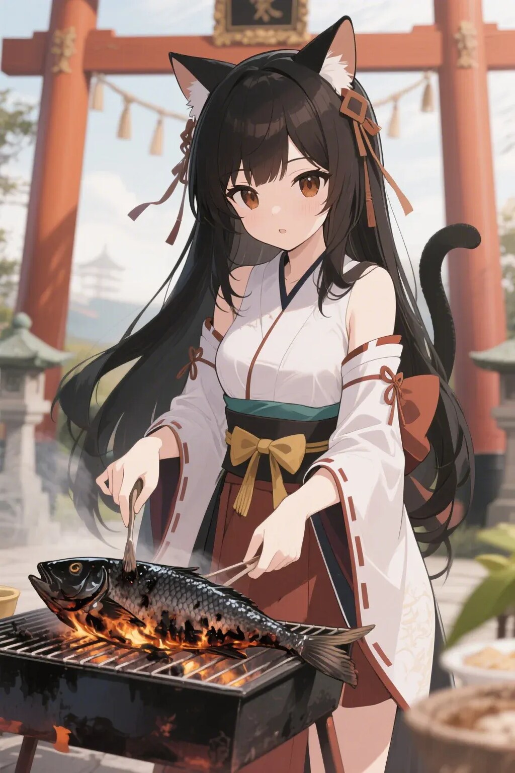 おさかにゃを焼くさくらちゃん