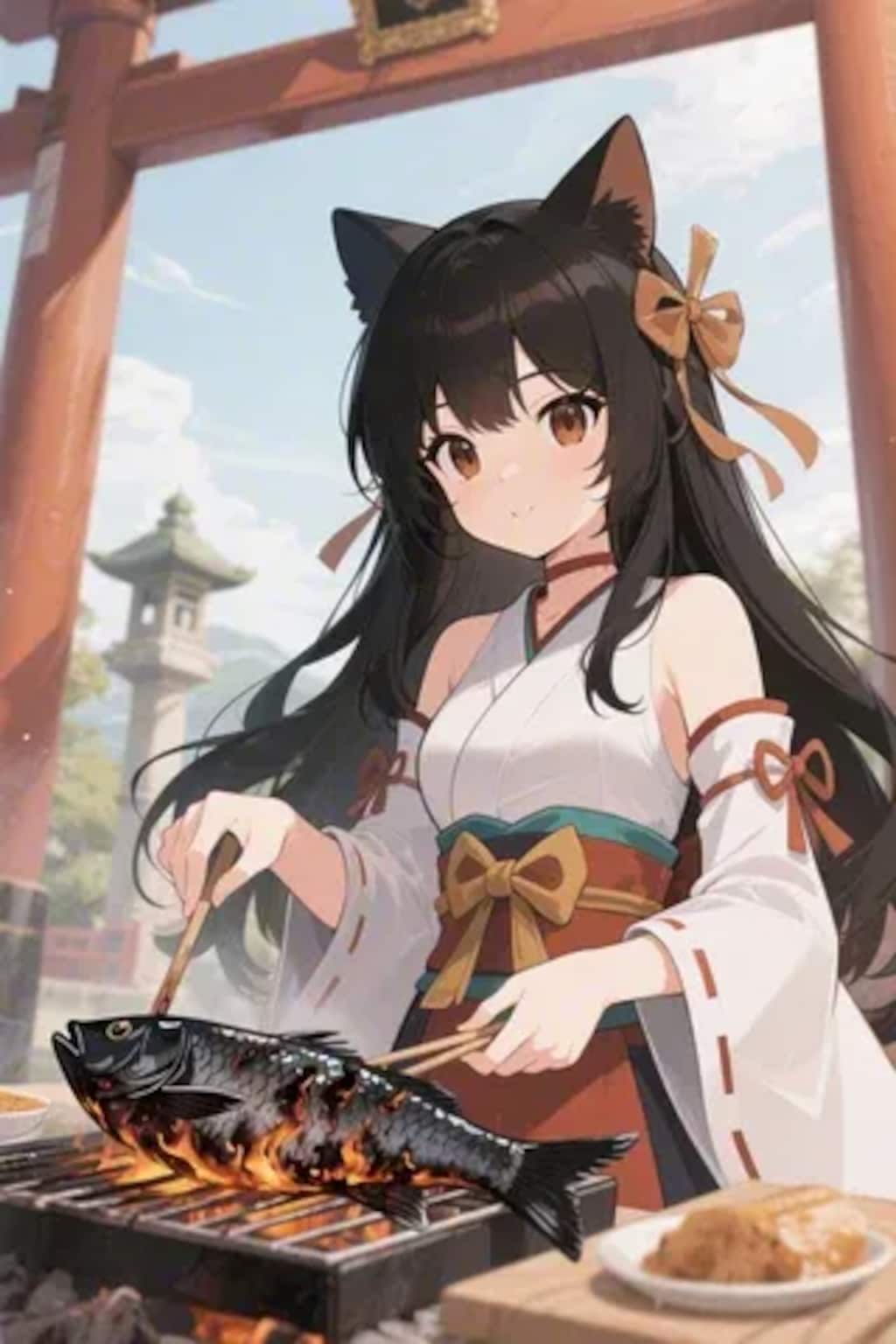 おさかにゃを焼くさくらちゃん