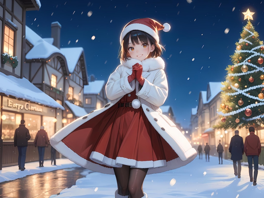 クリスマスツリー前ではしゃぎすぎちゃう女の子🌟
