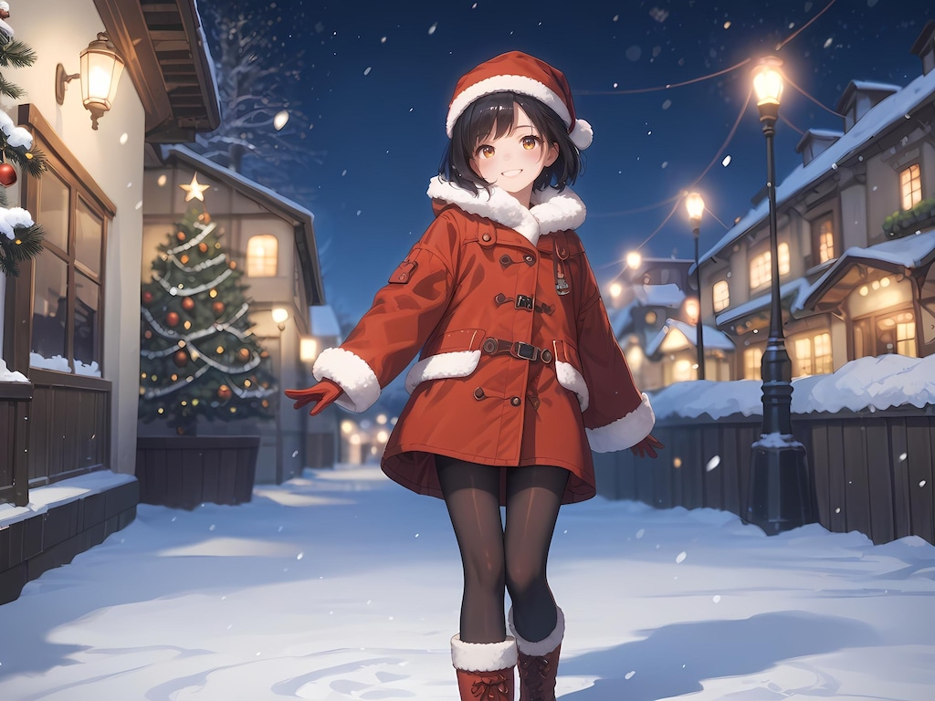 クリスマスツリー前ではしゃぎすぎちゃう女の子🌟