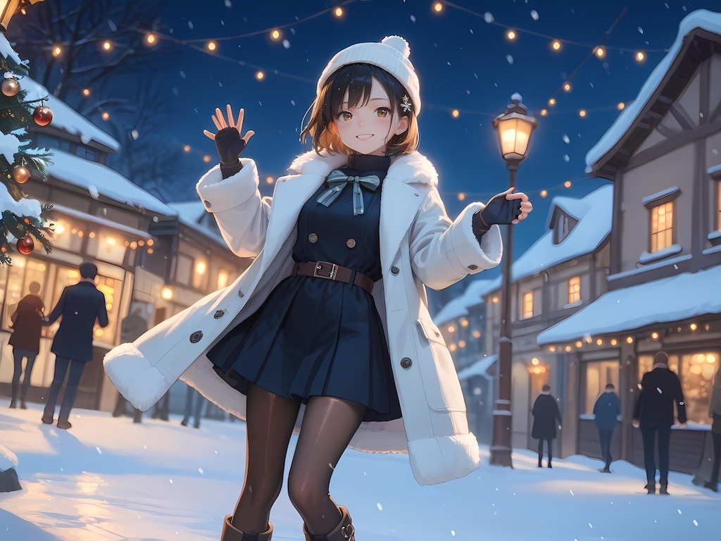 クリスマスツリー前ではしゃぎすぎちゃう女の子🌟
