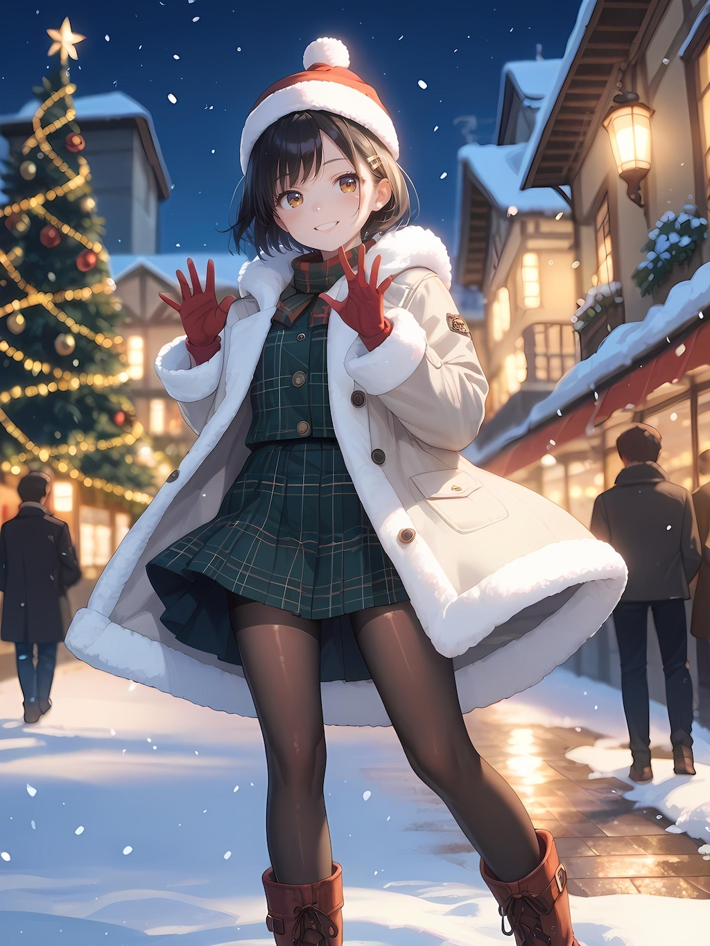 クリスマスツリー前ではしゃぎすぎちゃう女の子🌟