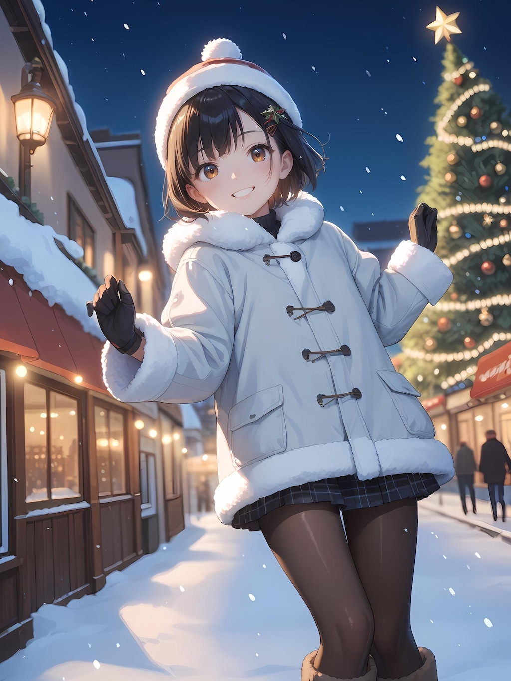 クリスマスツリー前ではしゃぎすぎちゃう女の子🌟