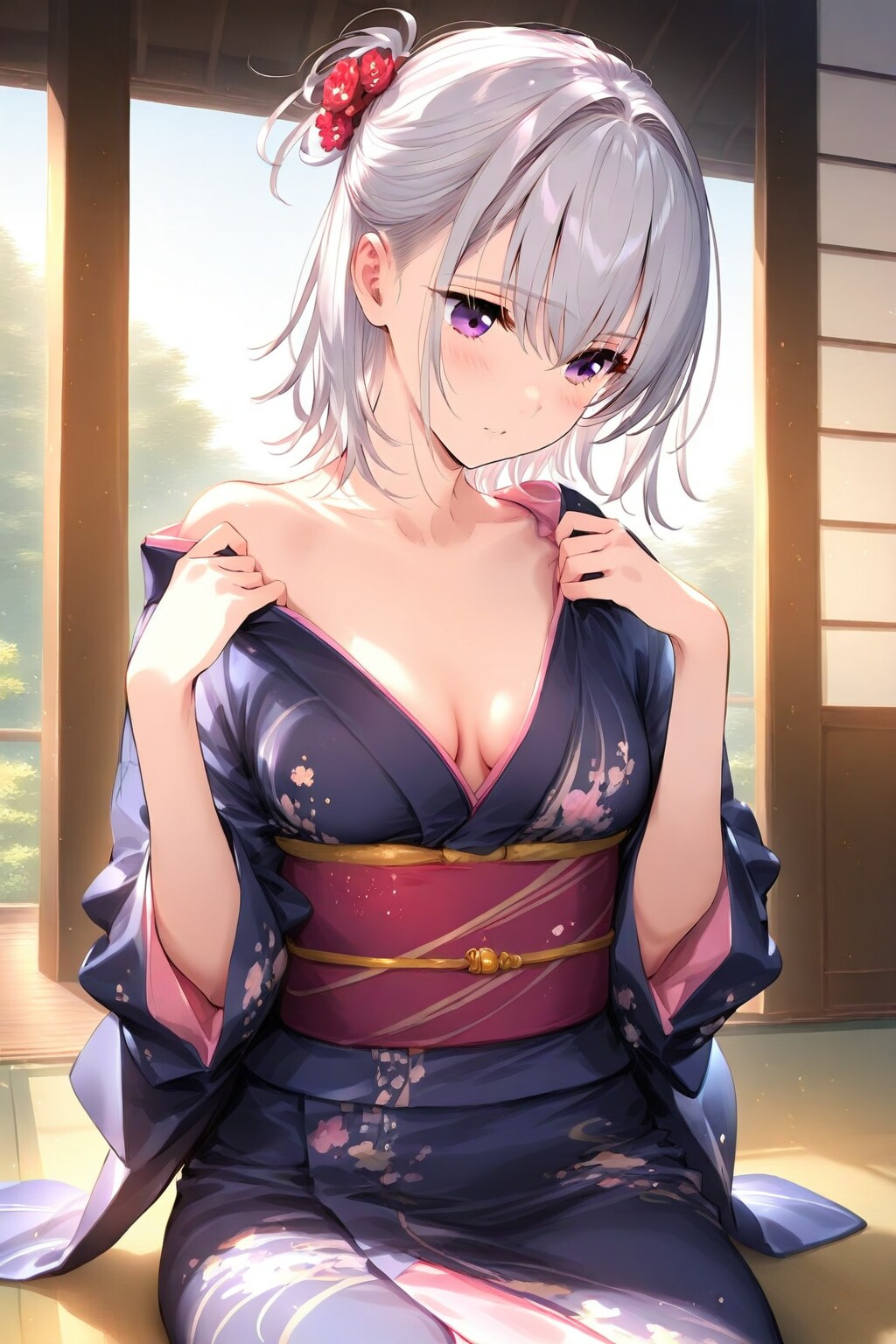 (833HQ)銀髪ちゃん着物