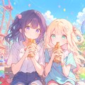 遊園地でチュロス食べる 4枚目