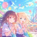 遊園地でチュロス食べる 6枚目