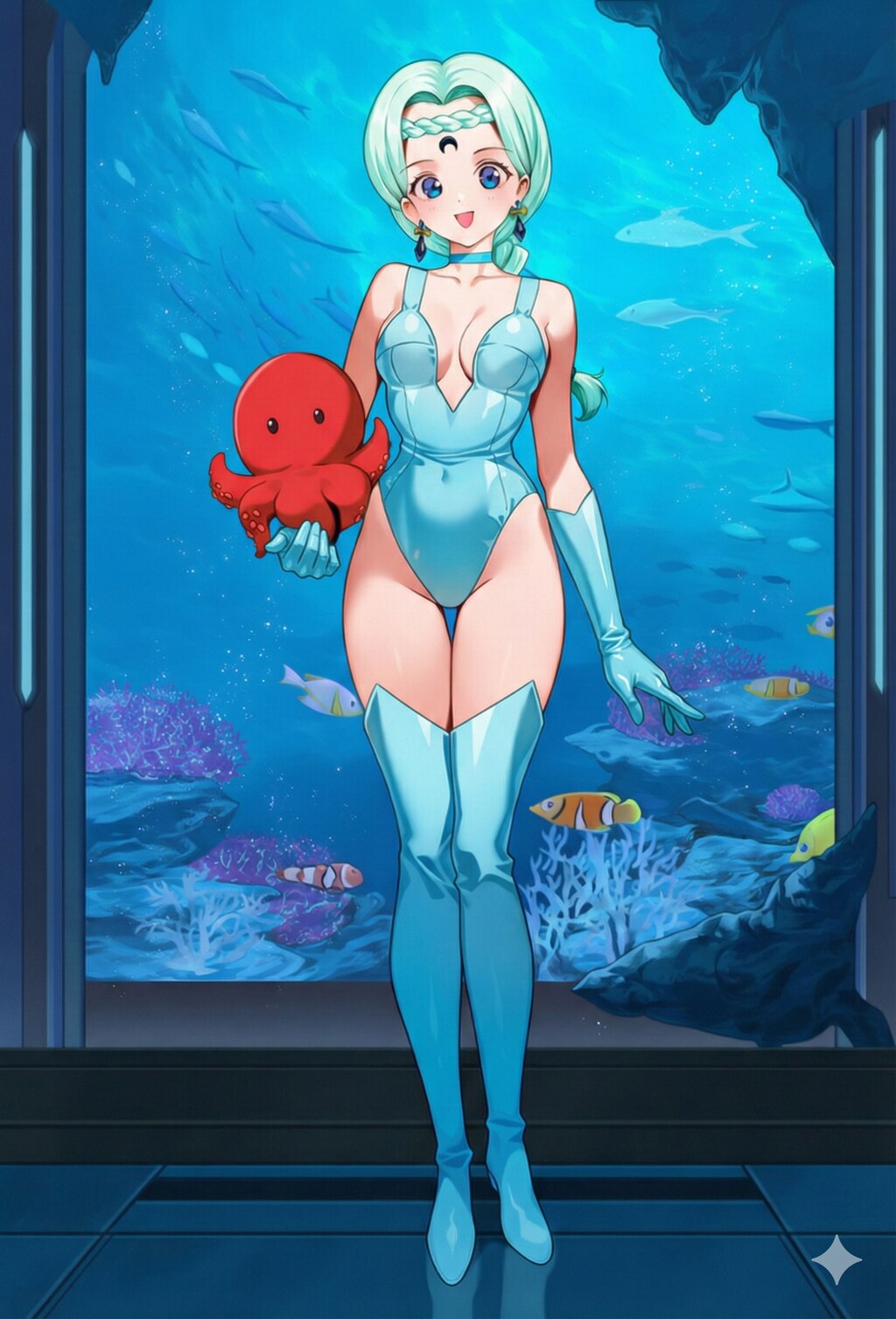 タコのぬいぐるみを持つベルチェ