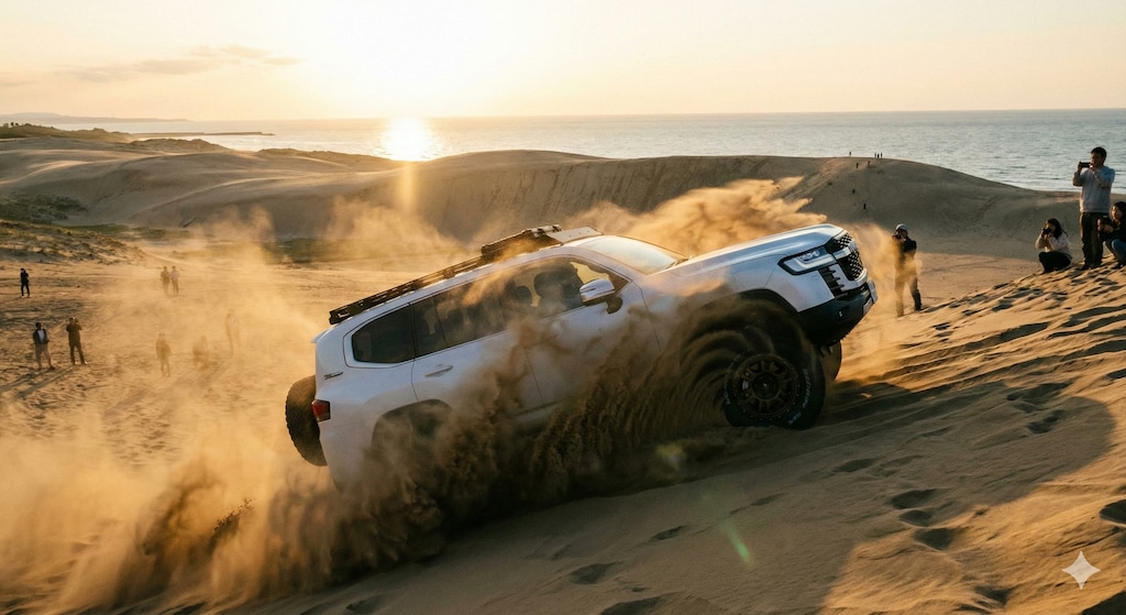 鳥取砂丘を駆け上がるランクル