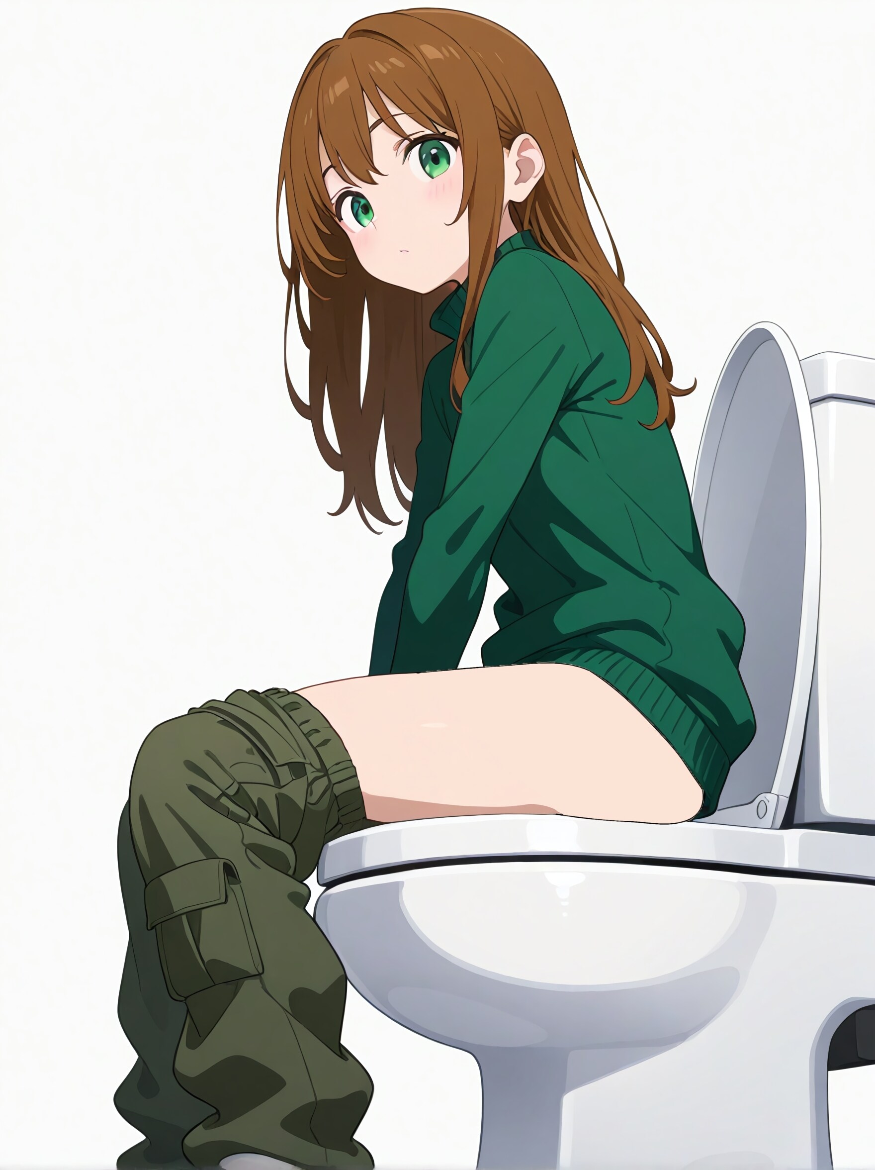 トイレ中の女性