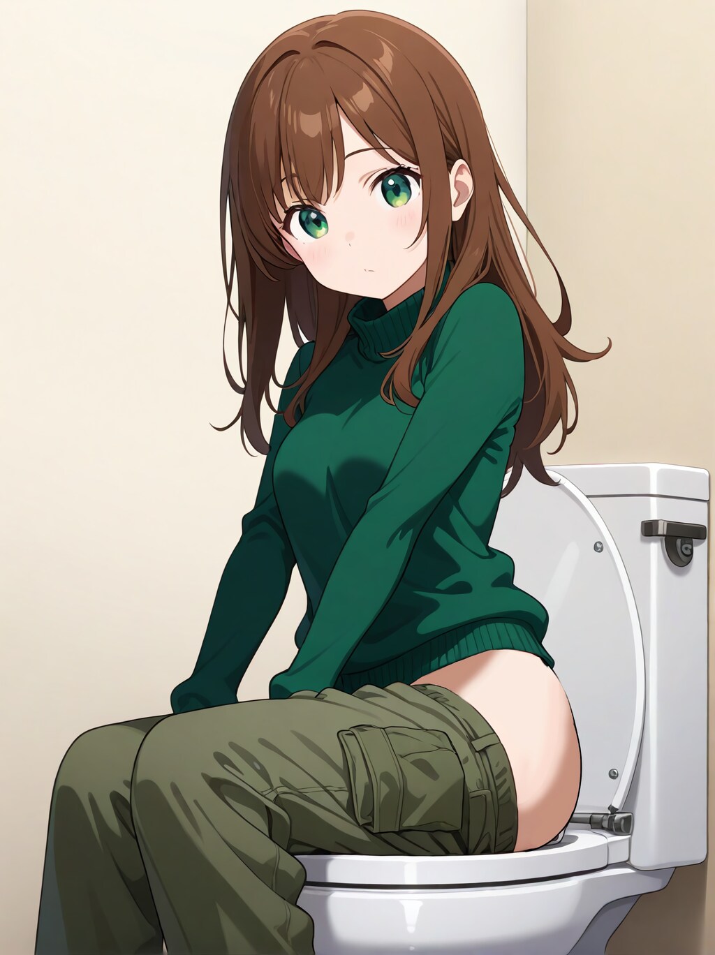 トイレ中の女性