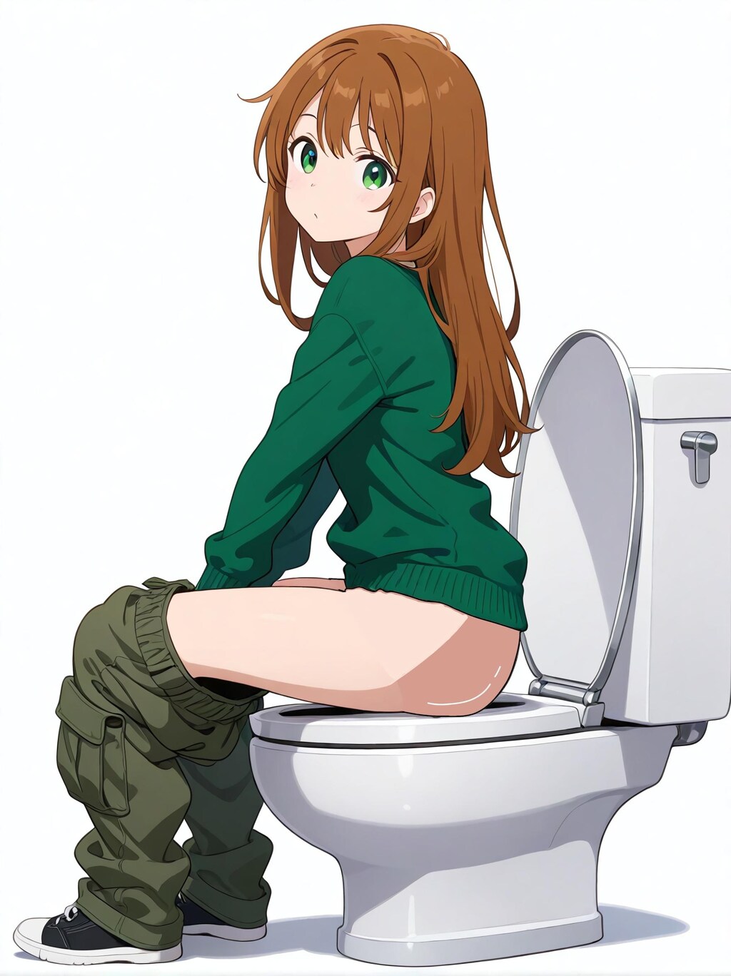 トイレ中の女性