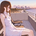 【企画：夕暮れ・APRICOT】夕焼けと港公園の女の子① 2枚目