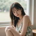 夏の窓際の花柄ワンピース 6 7枚目