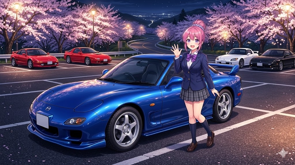 FD3Sと夜桜