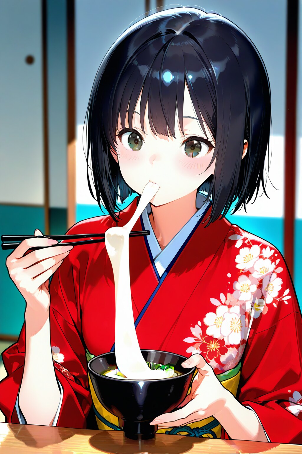 おもちを食べる女の子