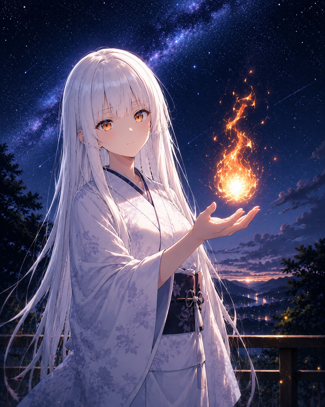 手の平から小さな火の玉を出す