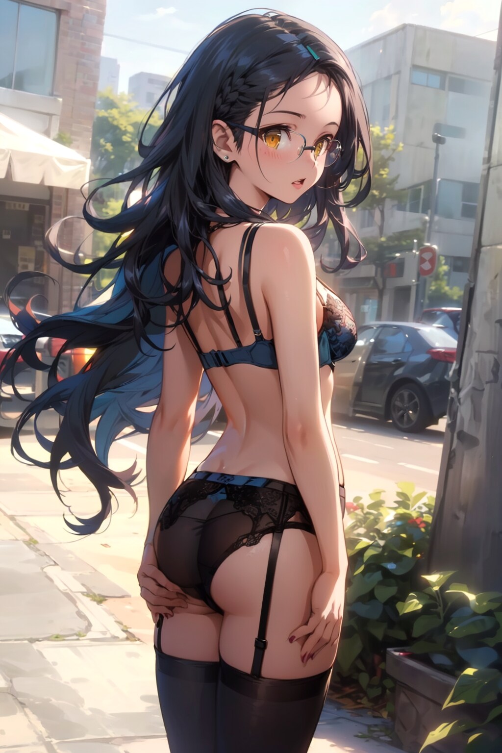 下着の眼鏡っ娘