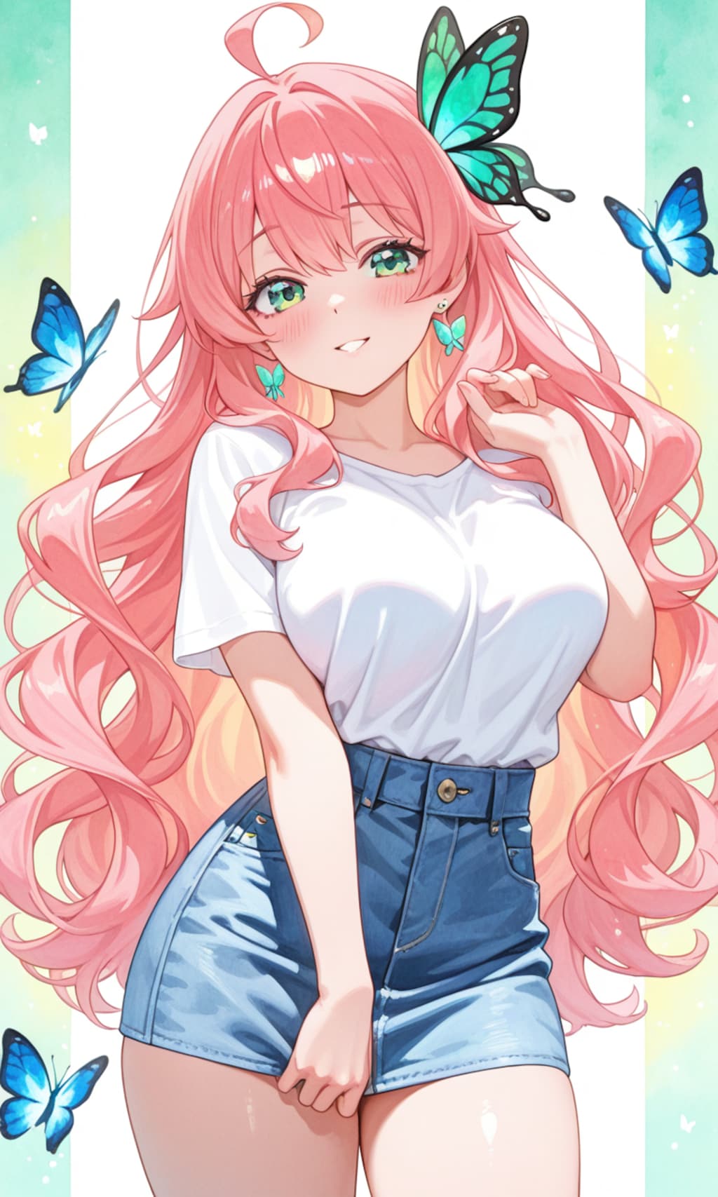 ダメージデニムスカート×ミニ