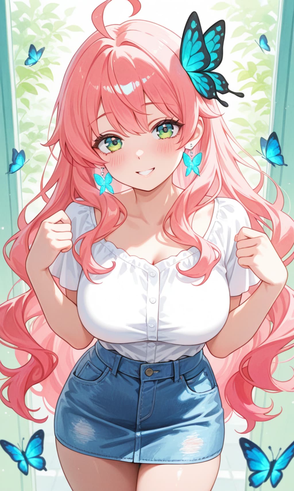 ダメージデニムスカート×ミニ