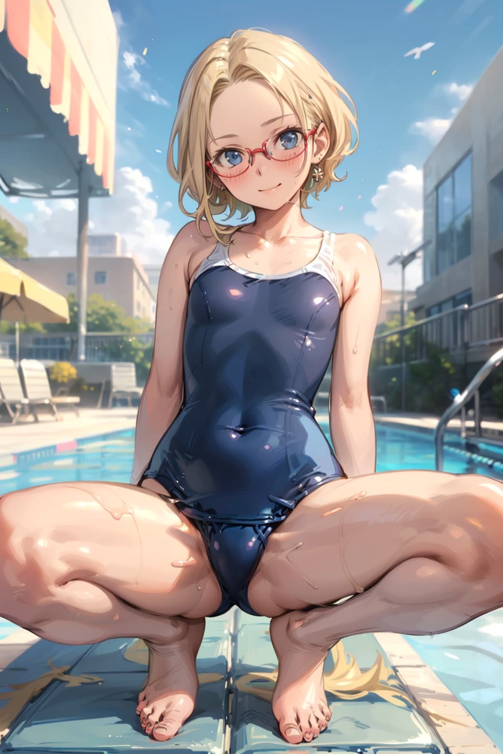 スク水の眼鏡っ娘