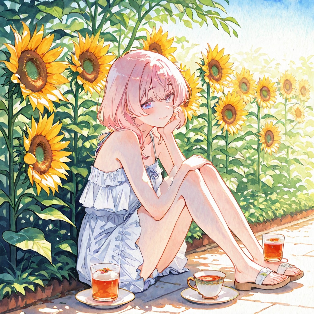 ひまわりとピンク髪ちゃん