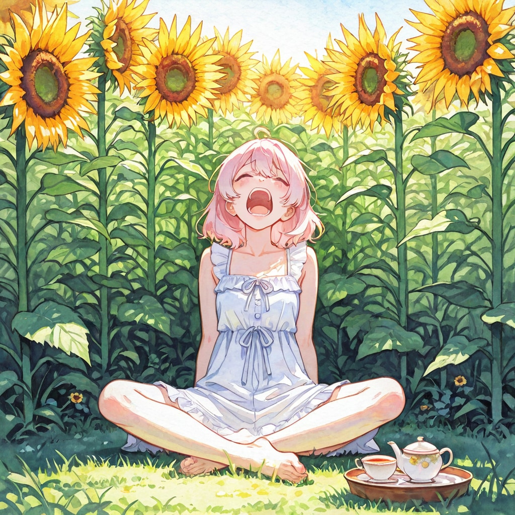 ひまわりとピンク髪ちゃん