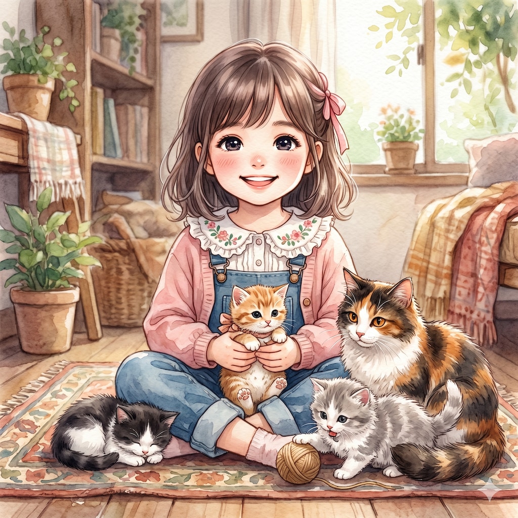 猫たちと一緒