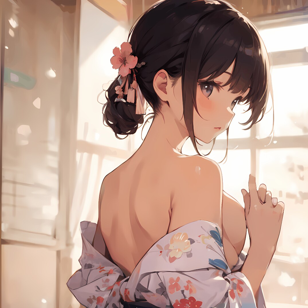 浴衣に袖を通す