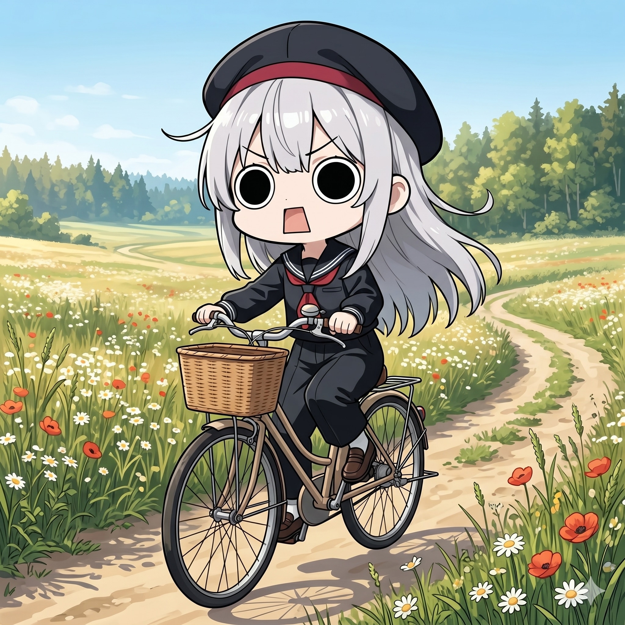 自転車に乗るえらいこっちゃ嬢