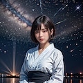 浴衣女子（夏祭り、花火、星空） 7枚目