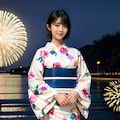浴衣女子（夏祭り、花火、星空） 3枚目