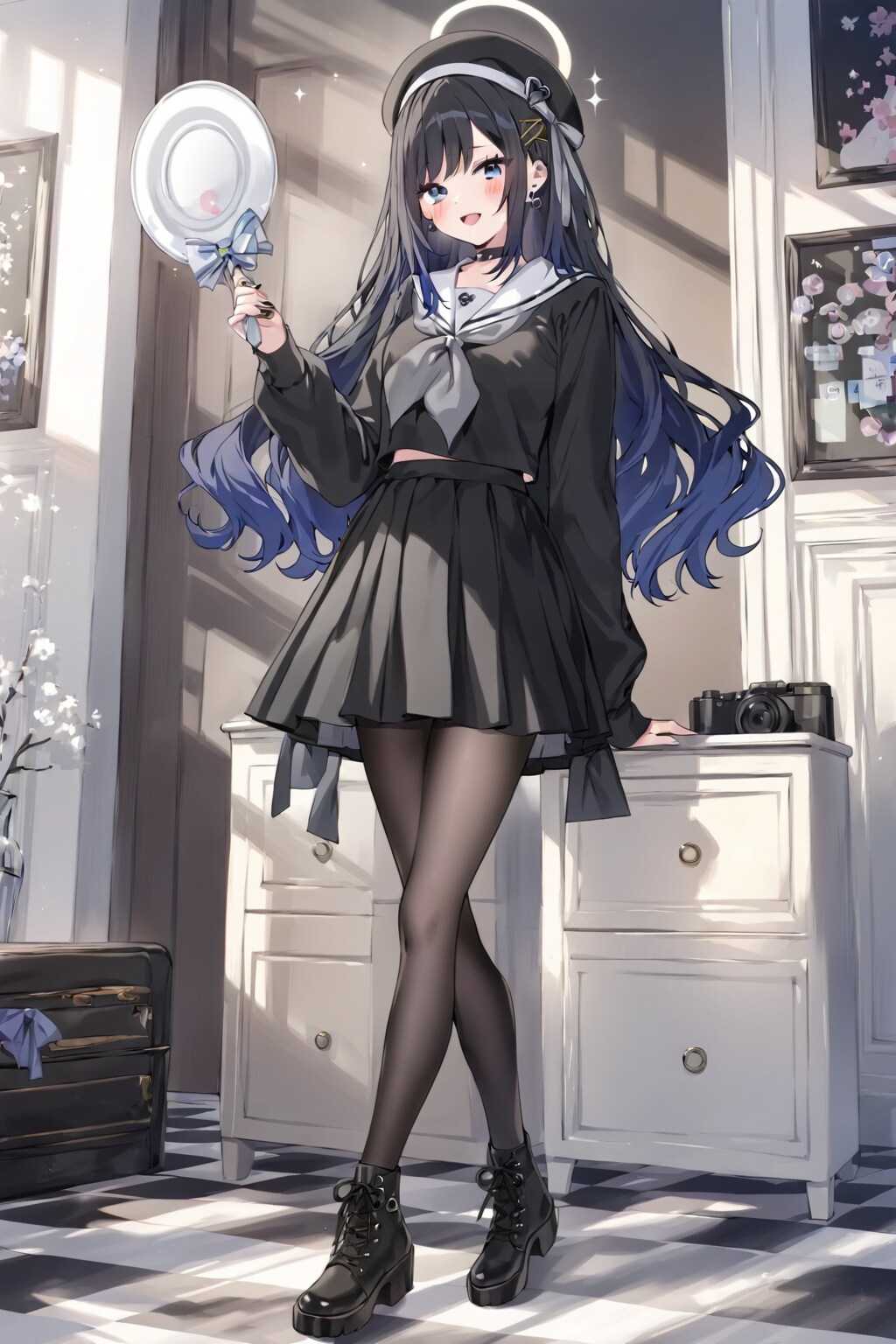 「黒タイツの美少女」の全身写真