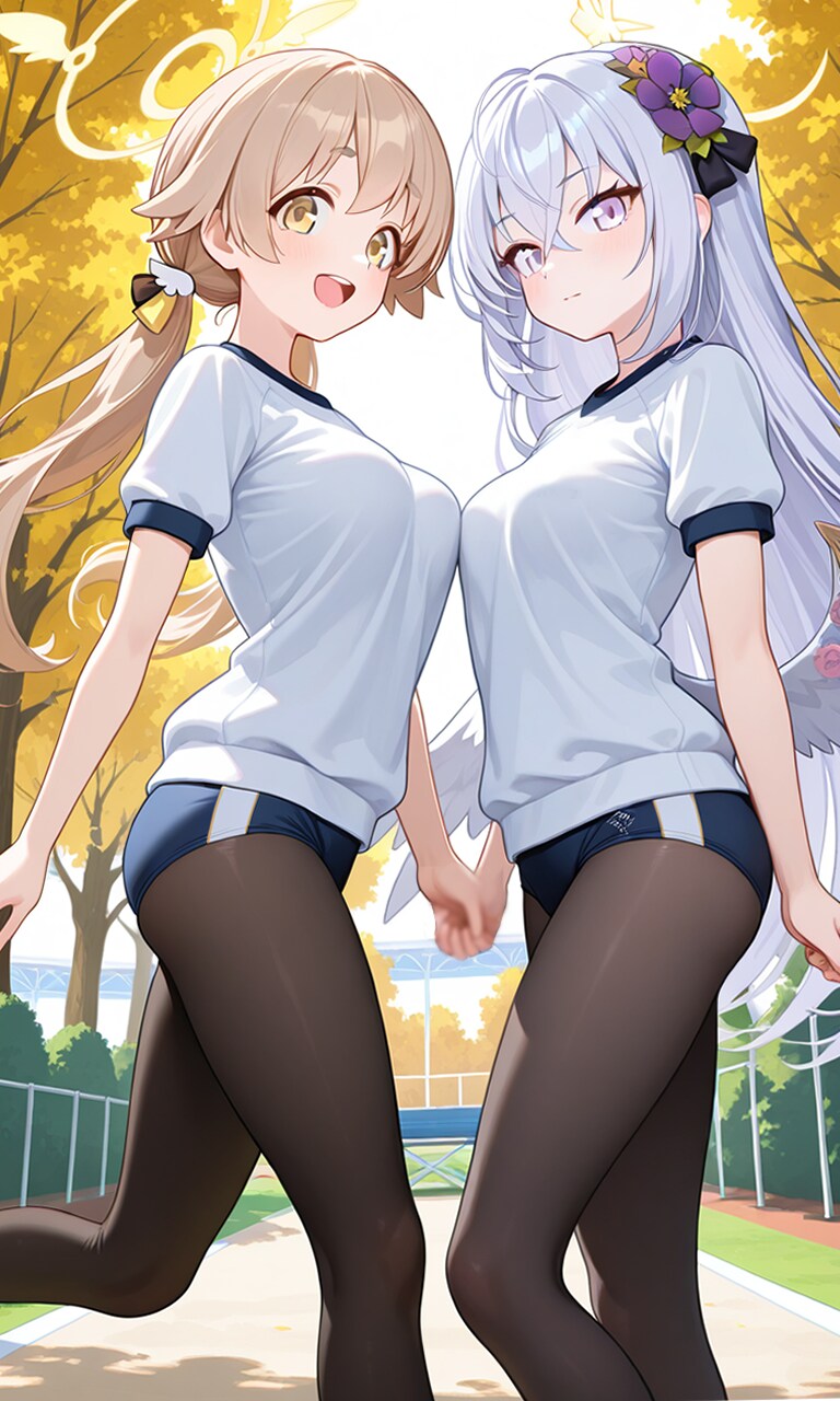 ヒフミとアズサ　寒いからタイツ2